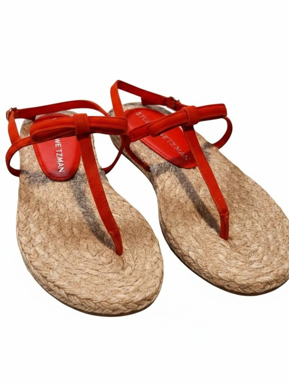 Stuart Weitzman Red Leather Bow Espadrille Sandals NWT 7.5